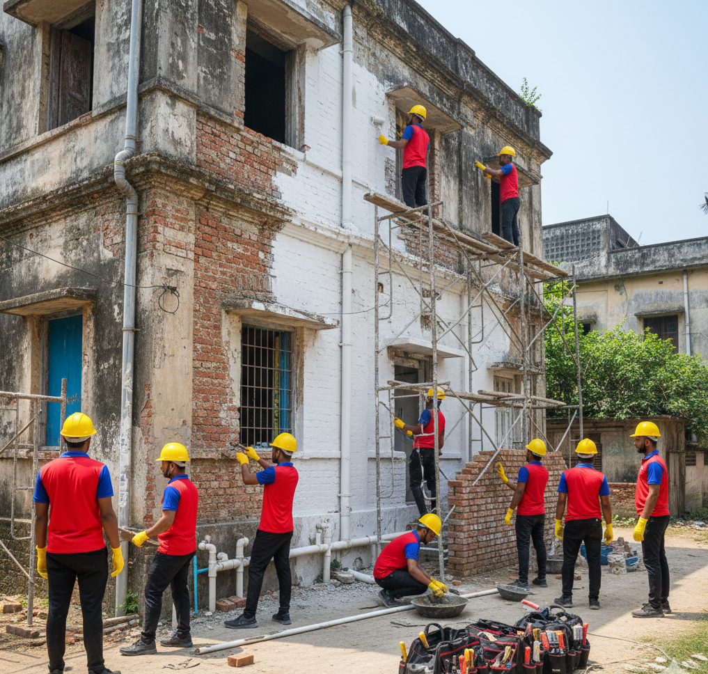 Civil & Structural Work: Minor construction, tiling, and floor repairs.